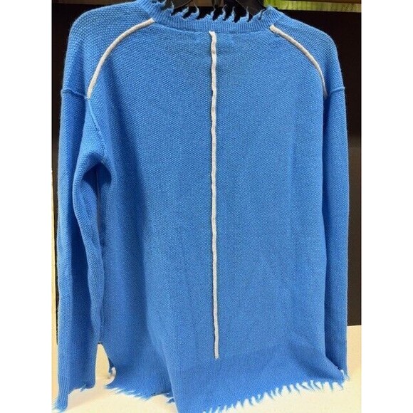 Cashmere  V Neck Soft Sweater Sz Small Blue Old Money - Picture 2 of 12